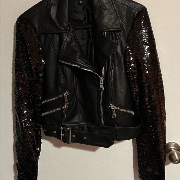 INC International Concepts Jackets & Blazers - NWT INC International Concepts Faux Leather & Sequin Jacket